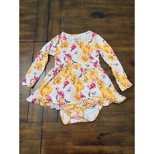Little Legends Fall Pumpkin Sunflower Tutu Romper 12-18M Long Sleeve